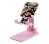 HETVBNS Vintage Fruit & Bird Print Phone Stand for Desk - Adjustable & Foldable Tablet Stand Portable Cell Phone Stand Holder Compatible with 4-13" Smartphones, Tablets