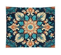 HETVBNS Vintage Mandala Flowers Tapestry Wall Hanging - 50"x60" Aesthetic Tapestries Soft Polyester Wall Art Decor Large Tapestry for Bedroom Living Room Dorm Backdrop, Hanging Kit Included