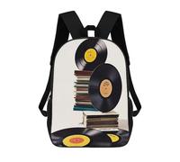 HETVBNS Vinyl Records And Tapes Backpack for Women Men, Durable 600D Polyester Bookbag with Large Capacity, Lightweight 17 Inch Laptop Backpack Minimalism Casual Daypack for Work, Travel