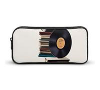 HETVBNS Vinyl Records And Tapes Pencil Case Large Capacity, Durable Pencil Pouch Portable Small Cosmetic Bag with Metal Zipper, Simple Makeup Pouch Aesthetic Toiletry Bag for Travel Office