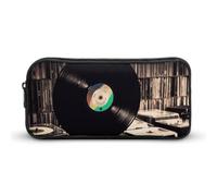 HETVBNS Vinyl Records Pencil Case Large Capacity, Durable Pencil Pouch Portable Small Cosmetic Bag with Metal Zipper, Simple Makeup Pouch Aesthetic Toiletry Bag for Travel Office