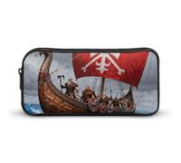 HETVBNS Warships at Sea Pencil Case Large Capacity, Durable Pencil Pouch Portable Small Cosmetic Bag with Metal Zipper, Simple Makeup Pouch Aesthetic Toiletry Bag for Travel Office