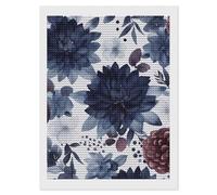 HETVBNS Watercolor Dark Blue Pattern Diamond Painting Kits for Adults, Full Round Drill DIY Diamond Art for Beginners, 5D Gem Art and Crafts for Home Wall Decor 12"x16"