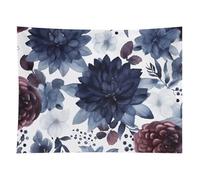 HETVBNS Watercolor Dark Blue Pattern Tapestry Wall Hanging - 60"x80" Aesthetic Tapestries Soft Polyester Wall Art Decor Large Tapestry for Bedroom Living Room Dorm Backdrop, Hanging Kit Included