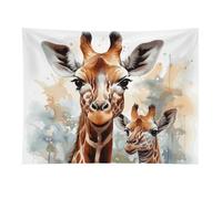 HETVBNS Watercolor Deer Giraffe Tapestry Wall Hanging - 30"x40" Aesthetic Tapestries Soft Polyester Wall Art Decor Large Tapestry for Bedroom Living Room Dorm Backdrop, Hanging Kit Included