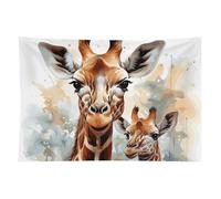 HETVBNS Watercolor Deer Giraffe Tapestry Wall Hanging - 40"x60" Aesthetic Tapestries Soft Polyester Wall Art Decor Large Tapestry for Bedroom Living Room Dorm Backdrop, Hanging Kit Included