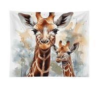 HETVBNS Watercolor Deer Giraffe Tapestry Wall Hanging - 50"x60" Aesthetic Tapestries Soft Polyester Wall Art Decor Large Tapestry for Bedroom Living Room Dorm Backdrop, Hanging Kit Included