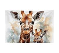 HETVBNS Watercolor Deer Giraffe Tapestry Wall Hanging - 60"x90" Aesthetic Tapestries Soft Polyester Wall Art Decor Large Tapestry for Bedroom Living Room Dorm Backdrop, Hanging Kit Included