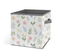 HETVBNS Watercolor Flowers Storage Bins 10.6 Inch, Oxford Fabric Foldable Storage Cube Organizer Basket with Handles, Fabric Bins for Closet Shelves, Toys, Clothes, Books, Bedroom