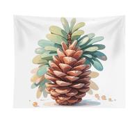 HETVBNS Watercolor Pine Cone Tapestry Wall Hanging - 50"x60" Aesthetic Tapestries Soft Polyester Wall Art Decor Large Tapestry for Bedroom Living Room Dorm Backdrop, Hanging Kit Included