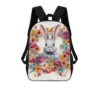 HETVBNS Watercolor Rabbit And Flowers Backpack for Women Men, Durable 600D Polyester Bookbag with Large Capacity, Lightweight 17 Inch Laptop Backpack Minimalism Casual Daypack for Work, Travel