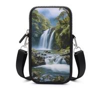 HETVBNS Waterfall Landscape Painting Cell Phone Bag with Detachable Strap, Aesthetic Mini Sling Bag Small Crossbody Bag for Phone