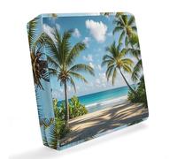 HETVBNS Waterproof Couch Cushion Covers for Pets, Green Palm Trees Ocean Sofa Cushion Cover Washable, UV & Weather Resistant Seat Slipcover for Patio Furniture 51x46x10