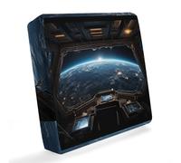 HETVBNS Waterproof Couch Cushion Covers for Pets, Outer Space Views from The Spaceship Sofa Cushion Cover Washable, UV & Weather Resistant Seat Slipcover for Patio Furniture 64x64x10