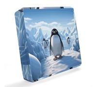 HETVBNS Waterproof Couch Cushion Covers for Pets, Penguin Antarctica Ice Sofa Cushion Cover Washable, UV & Weather Resistant Seat Slipcover for Patio Furniture 64x64x10