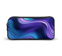 HETVBNS Wavy Purple Pencil Case Large Capacity, Durable Pencil Pouch Portable Small Cosmetic Bag with Metal Zipper, Simple Makeup Pouch Aesthetic Toiletry Bag for Travel Office