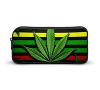 HETVBNS Weed Striped Pencil Case Large Capacity, Durable Pencil Pouch Portable Small Cosmetic Bag with Metal Zipper, Simple Makeup Pouch Aesthetic Toiletry Bag for Travel Office