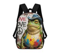 HETVBNS Western Cowboy Frog Backpack for Women Men, Durable 600D Polyester Bookbag with Large Capacity, Lightweight 17 Inch Laptop Backpack Minimalism Casual Daypack for Work, Travel