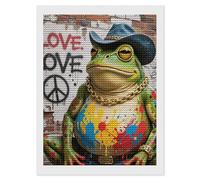 HETVBNS Western Cowboy Frog Diamond Painting Kits for Adults, Full Round Drill DIY Diamond Art for Beginners, 5D Gem Art and Crafts for Home Wall Decor 12"x16"