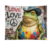 HETVBNS Western Cowboy Frog Tapestry Wall Hanging - 50"x60" Aesthetic Tapestries Soft Polyester Wall Art Decor Large Tapestry for Bedroom Living Room Dorm Backdrop, Hanging Kit Included