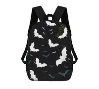 HETVBNS White Bats Backpack for Women Men, Durable 600D Polyester Bookbag with Large Capacity, Lightweight 17 Inch Laptop Backpack Minimalism Casual Daypack for Work, Travel