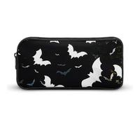 HETVBNS White Bats Pencil Case Large Capacity, Durable Pencil Pouch Portable Small Cosmetic Bag with Metal Zipper, Simple Makeup Pouch Aesthetic Toiletry Bag for Travel Office
