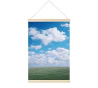 HETVBNS White Clouds Sky Wall Art, 15.7 X 23.6 Inch Reusable Magnetic Poster Hanger - Canvas Poster Included, Complete Hanging Kit for Posters, Art, Maps