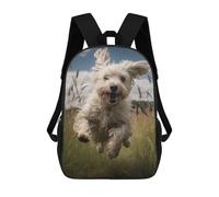 HETVBNS White Dog in The Field Backpack for Women Men, Durable 600D Polyester Bookbag with Large Capacity, Lightweight 17 Inch Laptop Backpack Minimalism Casual Daypack for Work, Travel