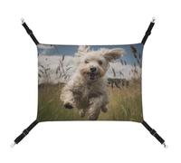 HETVBNS White Dog in The Field Pet Hammock for Cats & Dogs, Soft Breathable Canvas Hanging Hammock with Adjustable Straps, Comfortable & Durable Hanging Bed for Small to Medium Pets