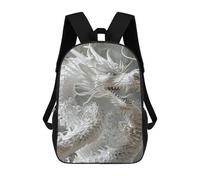 HETVBNS White Dragon Style Backpack for Women Men, Durable 600D Polyester Bookbag with Large Capacity, Lightweight 17 Inch Laptop Backpack Minimalism Casual Daypack for Work, Travel