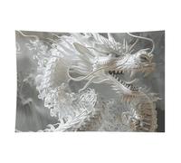 HETVBNS White Dragon Style Tapestry Wall Hanging - 40"x60" Aesthetic Tapestries Soft Polyester Wall Art Decor Large Tapestry for Bedroom Living Room Dorm Backdrop, Hanging Kit Included