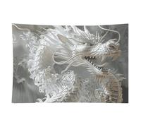 HETVBNS White Dragon Style Tapestry Wall Hanging - 60"x90" Aesthetic Tapestries Soft Polyester Wall Art Decor Large Tapestry for Bedroom Living Room Dorm Backdrop, Hanging Kit Included