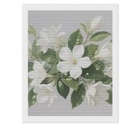 HETVBNS White Floral Green Leaf Diamond Painting Kits for Adults, Full Round Drill DIY Diamond Art for Beginners, 5D Gem Art and Crafts for Home Wall Decor 16"x20"