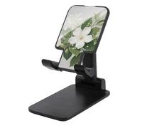 HETVBNS White Floral Green Leaf Phone Stand for Desk - Adjustable & Foldable Tablet Stand Portable Cell Phone Stand Holder Compatible with 4-13" Smartphones, Tablets