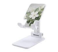 HETVBNS White Floral Green Leaf Phone Stand for Desk - Adjustable & Foldable Tablet Stand Portable Cell Phone Stand Holder Compatible with 4-13" Smartphones, Tablets