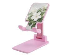 HETVBNS White Floral Green Leaf Phone Stand for Desk - Adjustable & Foldable Tablet Stand Portable Cell Phone Stand Holder Compatible with 4-13" Smartphones, Tablets