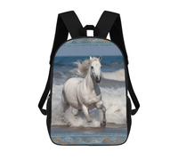 HETVBNS White Horse Running on The Sea Backpack for Women Men, Durable 600D Polyester Bookbag with Large Capacity, Lightweight 17 Inch Laptop Backpack Minimalism Casual Daypack for Work, Travel