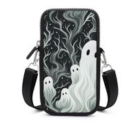HETVBNS White Patterned Ghost Cell Phone Bag with Detachable Strap, Aesthetic Mini Sling Bag Small Crossbody Bag for Phone