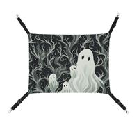 HETVBNS White Patterned Ghost Pet Hammock for Cats & Dogs, Soft Breathable Canvas Hanging Hammock with Adjustable Straps, Comfortable & Durable Hanging Bed for Small to Medium Pets
