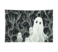 HETVBNS White Patterned Ghost Tapestry Wall Hanging - 40"x60" Aesthetic Tapestries Soft Polyester Wall Art Decor Large Tapestry for Bedroom Living Room Dorm Backdrop, Hanging Kit Included
