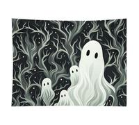HETVBNS White Patterned Ghost Tapestry Wall Hanging - 60"x80" Aesthetic Tapestries Soft Polyester Wall Art Decor Large Tapestry for Bedroom Living Room Dorm Backdrop, Hanging Kit Included