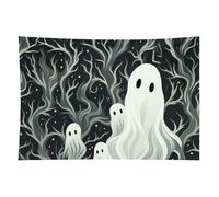 HETVBNS White Patterned Ghost Tapestry Wall Hanging - 60"x90" Aesthetic Tapestries Soft Polyester Wall Art Decor Large Tapestry for Bedroom Living Room Dorm Backdrop, Hanging Kit Included