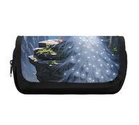 HETVBNS White Peacock And Moon Pencil Case Extra Large, Double Layer Pencil Pouch with Zipper, Portable Cosmetic Bags for Travel, Office Stationery Organizer for Women Men