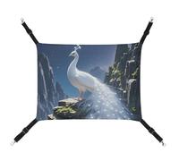 HETVBNS White Peacock and Moon Pet Hammock for Cats & Dogs, Soft Breathable Canvas Hanging Hammock with Adjustable Straps, Comfortable & Durable Hanging Bed for Small to Medium Pets