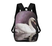 HETVBNS White Swan Backpack for Women Men, Durable 600D Polyester Bookbag with Large Capacity, Lightweight 17 Inch Laptop Backpack Minimalism Casual Daypack for Work, Travel