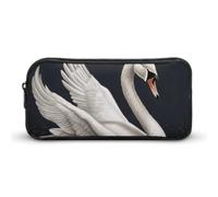 HETVBNS White Swan Pencil Case Large Capacity, Durable Pencil Pouch Portable Small Cosmetic Bag with Metal Zipper, Simple Makeup Pouch Aesthetic Toiletry Bag for Travel Office