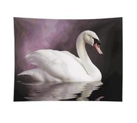 HETVBNS White Swan Tapestry Wall Hanging - 30"x40" Aesthetic Tapestries Soft Polyester Wall Art Decor Large Tapestry for Bedroom Living Room Dorm Backdrop, Hanging Kit Included