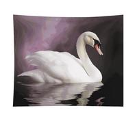 HETVBNS White Swan Tapestry Wall Hanging - 50"x60" Aesthetic Tapestries Soft Polyester Wall Art Decor Large Tapestry for Bedroom Living Room Dorm Backdrop, Hanging Kit Included