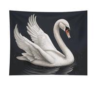 HETVBNS White Swan Tapestry Wall Hanging - 50"x60" Aesthetic Tapestries Soft Polyester Wall Art Decor Large Tapestry for Bedroom Living Room Dorm Backdrop, Hanging Kit Included
