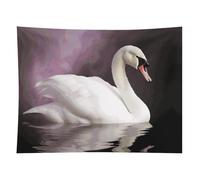 HETVBNS White Swan Tapestry Wall Hanging - 60"x80" Aesthetic Tapestries Soft Polyester Wall Art Decor Large Tapestry for Bedroom Living Room Dorm Backdrop, Hanging Kit Included